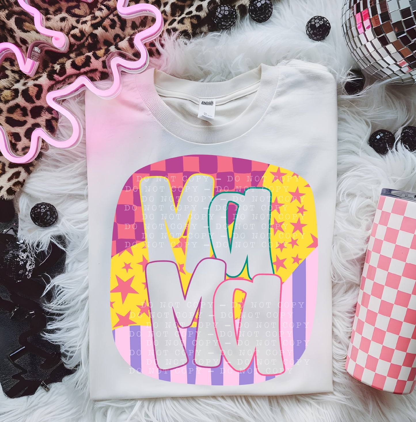Bright Preppy Mama PNG Design