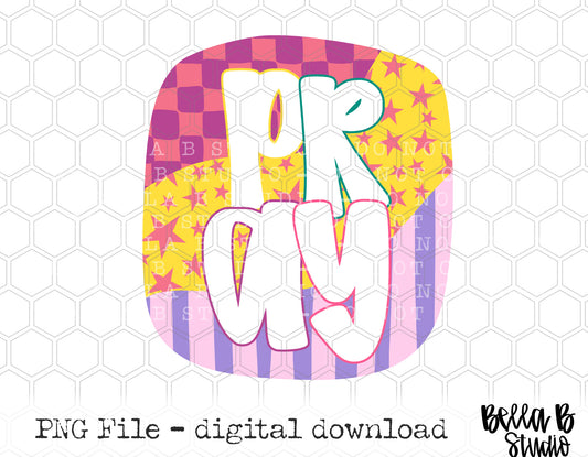 PRAY Bright Preppy PNG Design