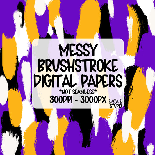 Purple and Gold Messy Brush Stroke Digital Paper PNG