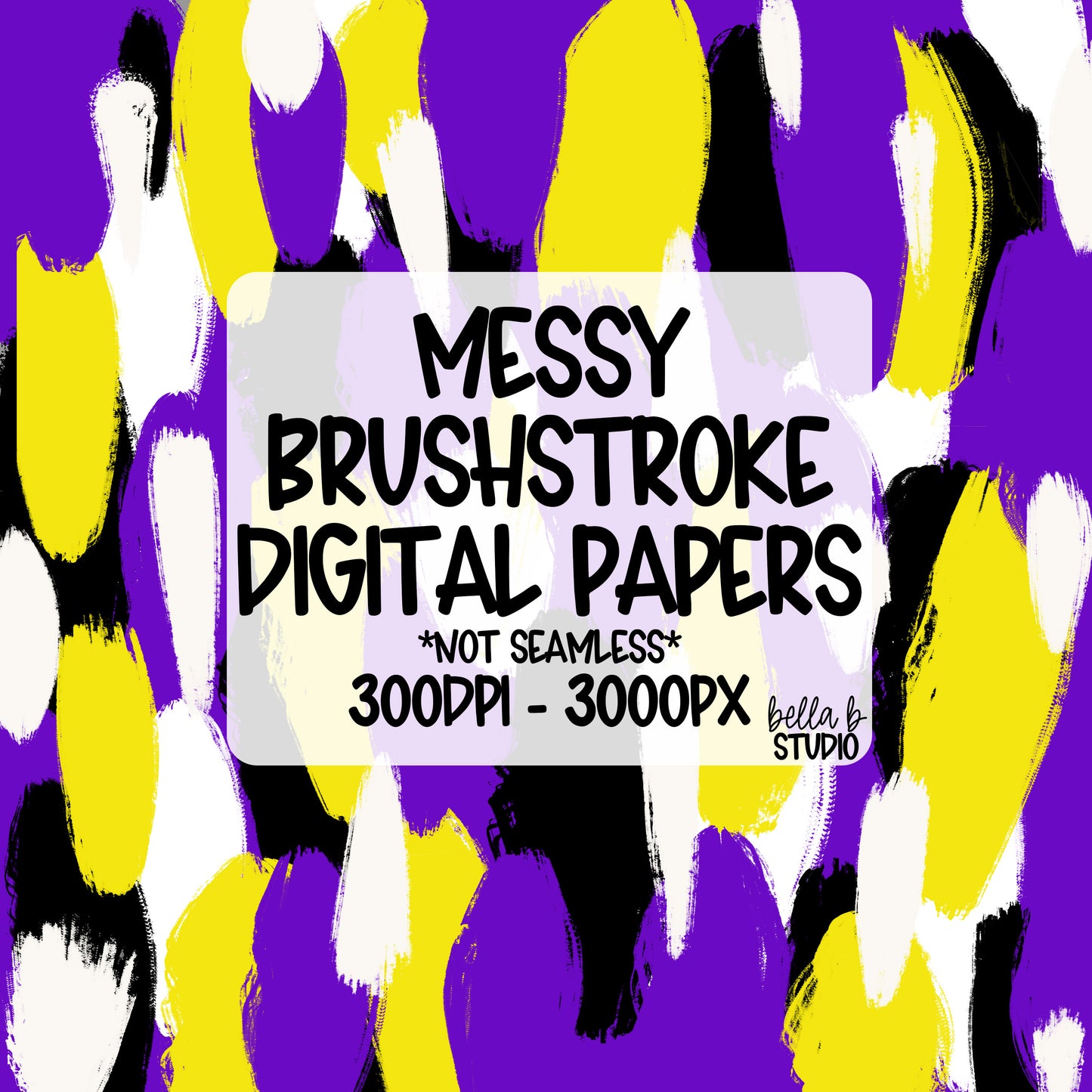 Purple and Yellow Messy Brush Stroke Digital Paper PNG