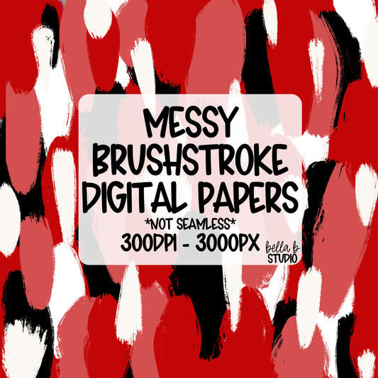 Red Messy Brush Stroke Digital Paper PNG