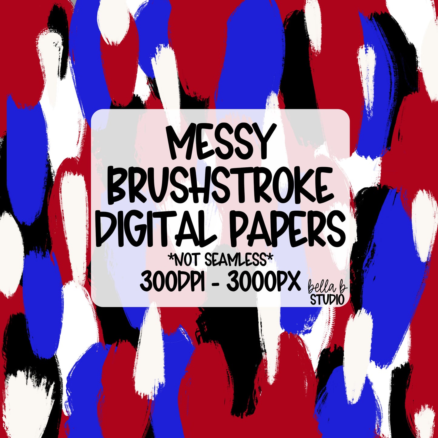 Red and Blue Messy Brush Stroke Digital Paper PNG