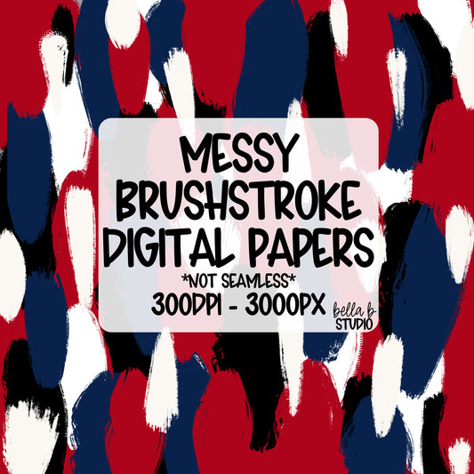 Red and Navy Messy Brush Stroke Digital Paper PNG