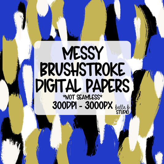 Royal and Vegas Gold Messy Brush Stroke Digital Paper PNG