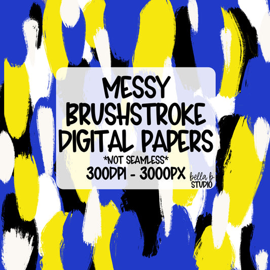 Royal and Yellow Messy Brush Stroke Digital Paper PNG