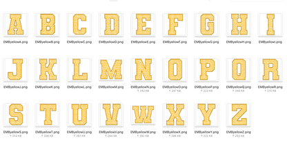 Faux Embroidered Alphabet Set - YELLOW Leopard
