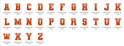Faux Embroidered SEQUIN Alphabet Set - ORANGE