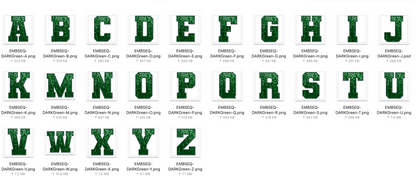 Faux Embroidered SEQUIN Alphabet Set - Dark Green