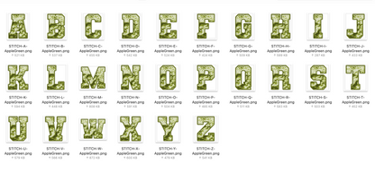 Faux Stitch SEQUIN Alphabet Set - Apple Green