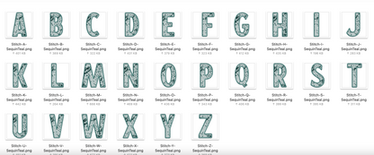 Faux Stitch SEQUIN Alphabet Set - Teal