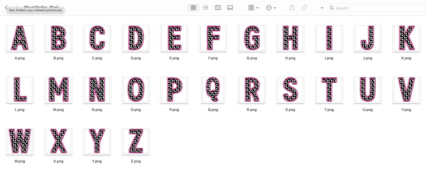 Faux Stitch Alphabet Set - Polka Dot Pink