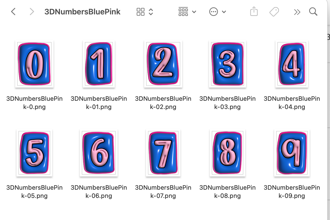 3D Inflated Numbers Bundle - Set of 10