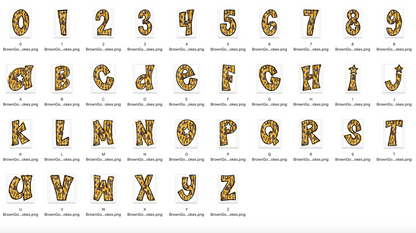 Brown Gold Spirit Strokes Doodle Alpha Bundle - Set of 5 Alphabets