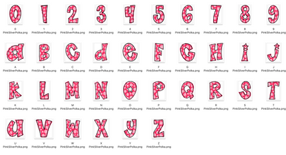 Pink and Silver Spirit Strokes Doodle Alpha Bundle - Set of 5 Alphabets