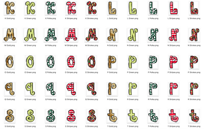 Christmas Doodle Alpha Bundle - Set of 5 Alphabets