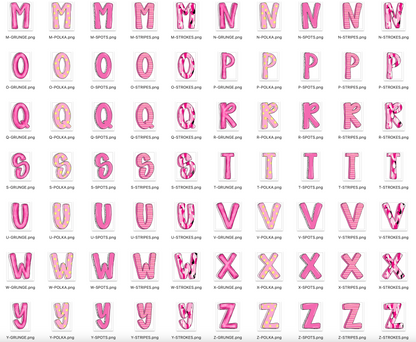 Pink Out Doodle Alpha Bundle - Set of 5 Alphabets + Elements