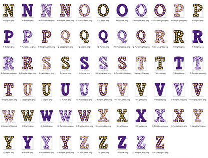 Purple Spirit Marquee Varsity Alpha Bundle - Set of 5 Alphabets