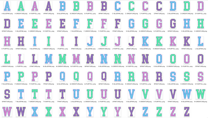 EXCLUSIVE- Neon Checker Varsity Alpha - Set of 8 Alphabets