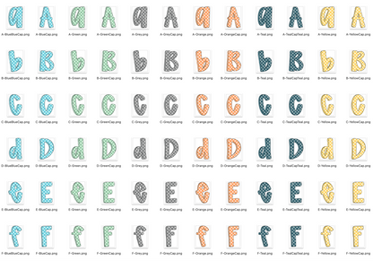 Boys Preppy Checker Doodle Alpha Bundle - Set of 6 Alphabets
