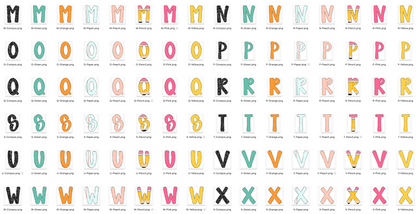 Back To School Doodle Alpha Bundle - Set of 8 Alphabets