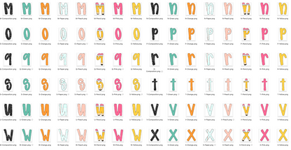 Back To School Doodle Alpha Bundle - Set of 8 Alphabets