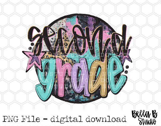 Second Grade Starry Grunge School PNG Design