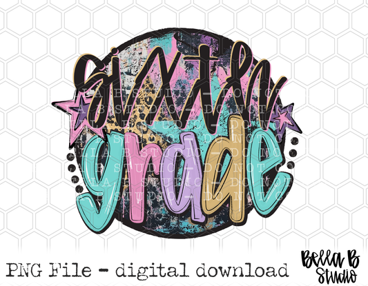 Sixth Grade Starry Grunge School PNG Design