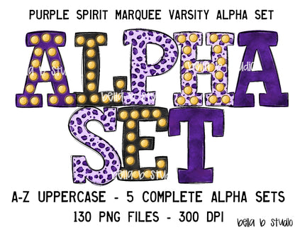 Purple Spirit Marquee Varsity Alpha Bundle - Set of 5 Alphabets