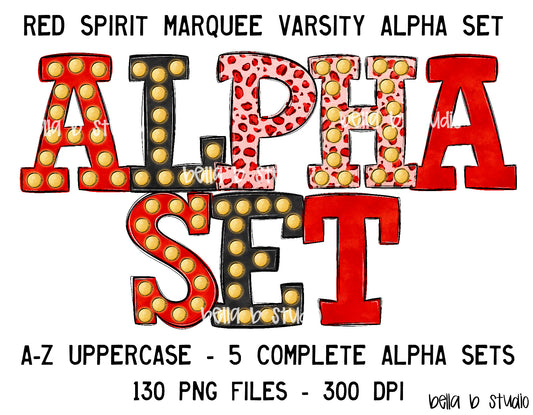 Red Spirit Marquee Varsity Alpha Bundle - Set of 5 Alphabets