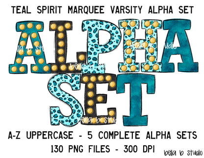 Teal Spirit Marquee Varsity Alpha Bundle - Set of 5 Alphabets