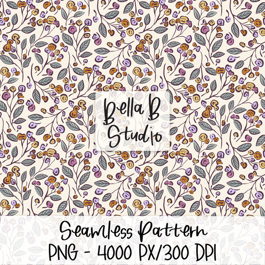 Spring Botanical Floral Seamless Digital Paper - PNG File
