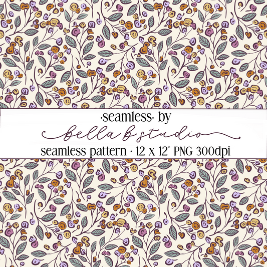 Spring Botanical Floral Seamless Digital Paper - PNG File