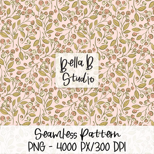 Spring Botanical Floral Seamless Digital Paper - PNG File