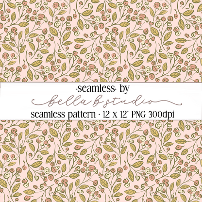 Spring Botanical Floral Seamless Digital Paper - PNG File