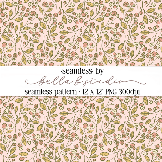 Spring Botanical Floral Seamless Digital Paper - PNG File