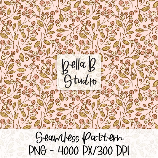 Spring Botanical Floral Seamless Digital Paper - PNG File