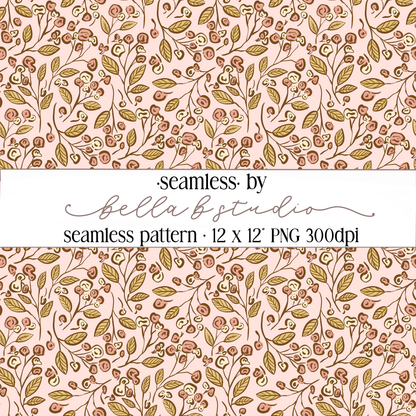 Spring Botanical Floral Seamless Digital Paper - PNG File