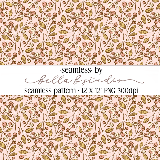Spring Botanical Floral Seamless Digital Paper - PNG File