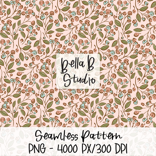 Spring Botanical Floral Seamless Digital Paper - PNG File