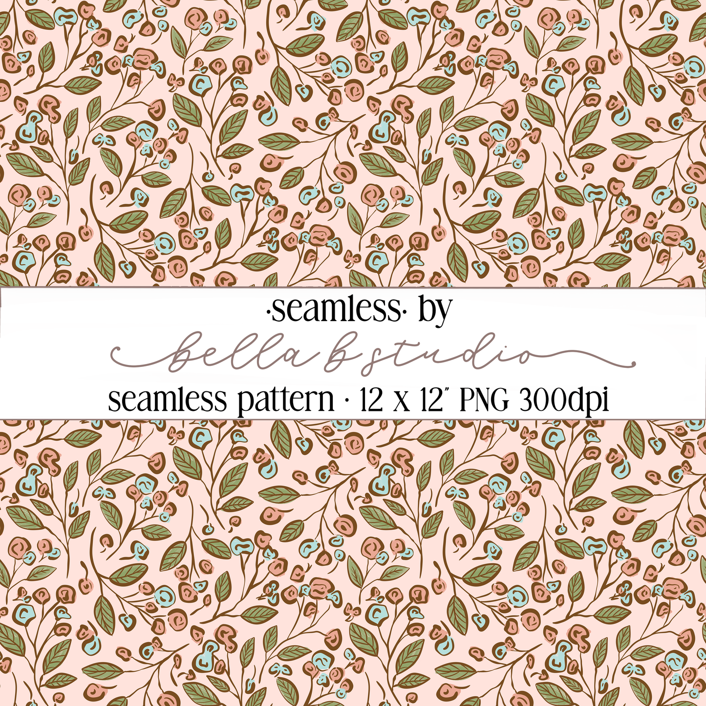 Spring Botanical Floral Seamless Digital Paper - PNG File