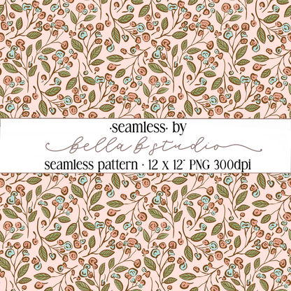 Spring Botanical Floral Seamless Digital Paper - PNG File