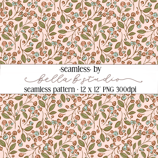Spring Botanical Floral Seamless Digital Paper - PNG File
