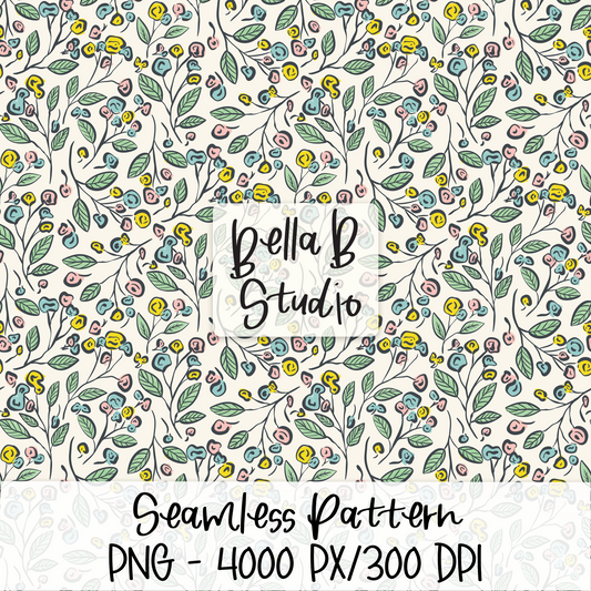 Spring Botanical Floral Seamless Digital Paper - PNG File