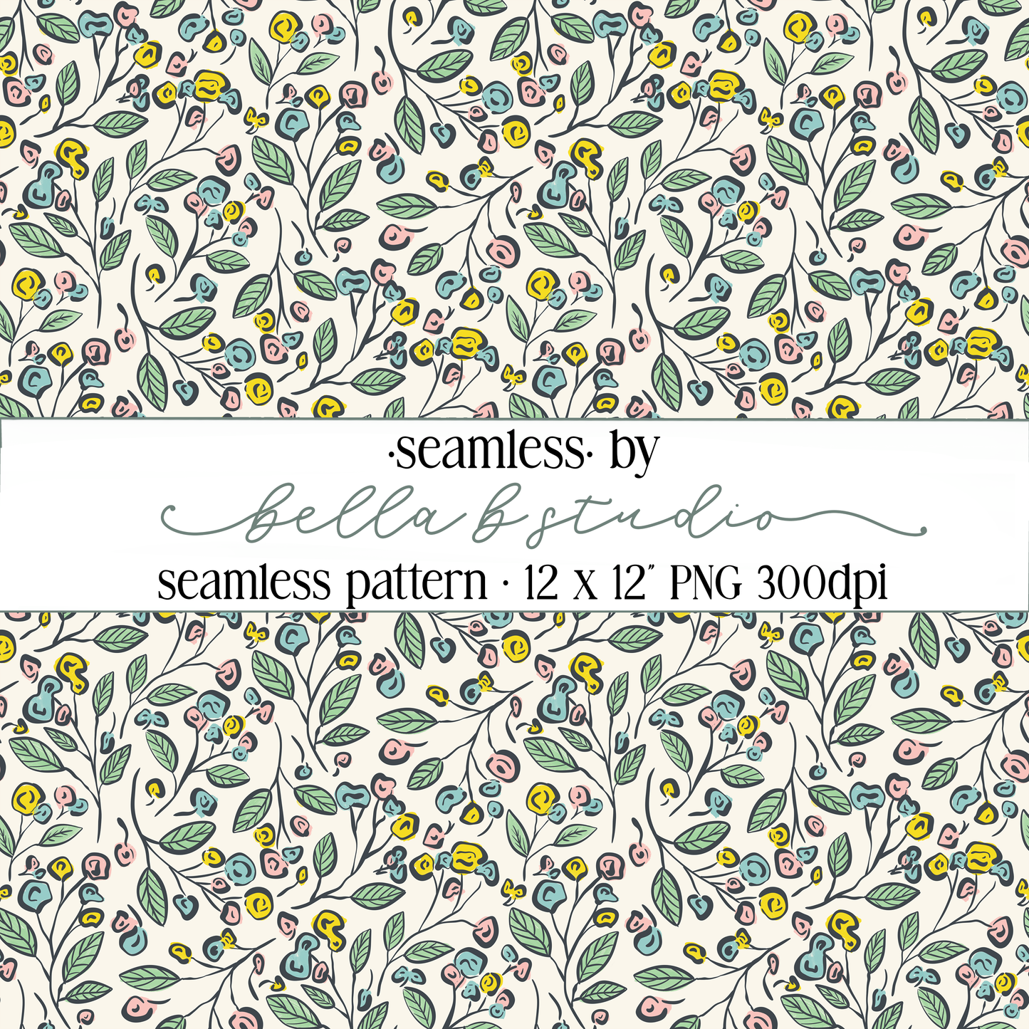Spring Botanical Floral Seamless Digital Paper - PNG File