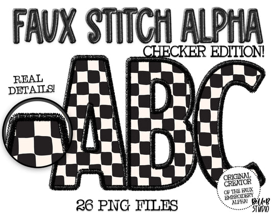 Faux Stitch Alphabet Set - Checker Black
