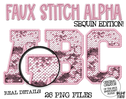 Faux Stitch SEQUIN Alphabet Set - Light Pink