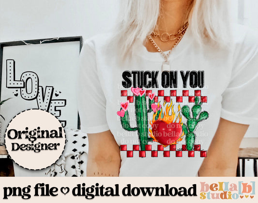 Stuck On You Flaming Heart Cactus PNG Design