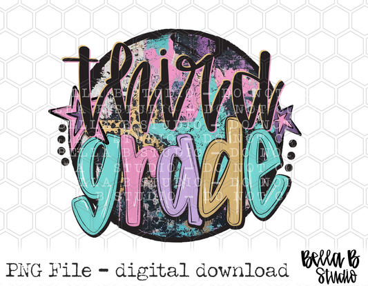 Third Grade Starry Grunge School PNG Design