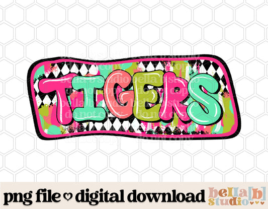 Tigers - Diamond Brushstrokes Mascot PNG