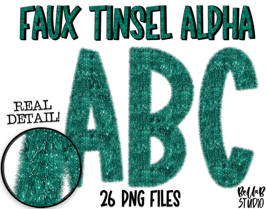 Faux Tinsel Alphabet Set - Green
